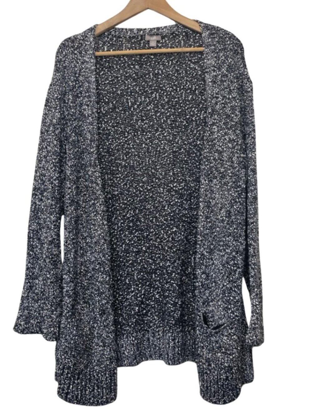 J JILL | Wearever Collection Black and White Open Front Cardigan | Size M - Picture 1 of 13